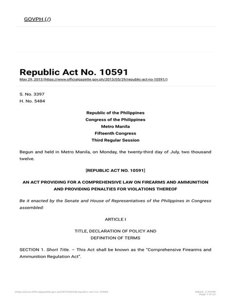 ra 10591 meaning|Official Gazette of the Republic of the Philippines .